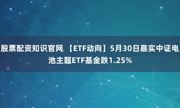 股票配资知识官网 【ETF动向】5月30日嘉实中证电池主题ETF基金跌1.25%