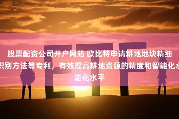 股票配资公司开户网站 欧比特申请耕地地块精细化识别方法等专利，有效提高耕地资源的精度和智能化水平