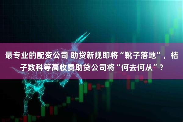 最专业的配资公司 助贷新规即将“靴子落地”，桔子数科等高收费助贷公司将“何去何从”？