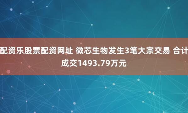 配资乐股票配资网址 微芯生物发生3笔大宗交易 合计成交1493.79万元